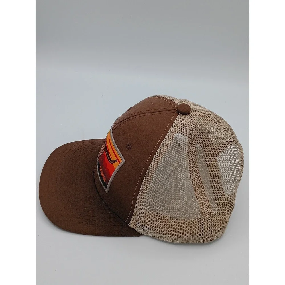 Horn Unisex Longhorn Sunset Patch Trucker Hat Brown Adjustable Snapback